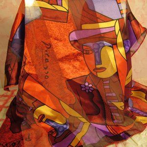 Polyester Picasso Print Kerchief Scarf
